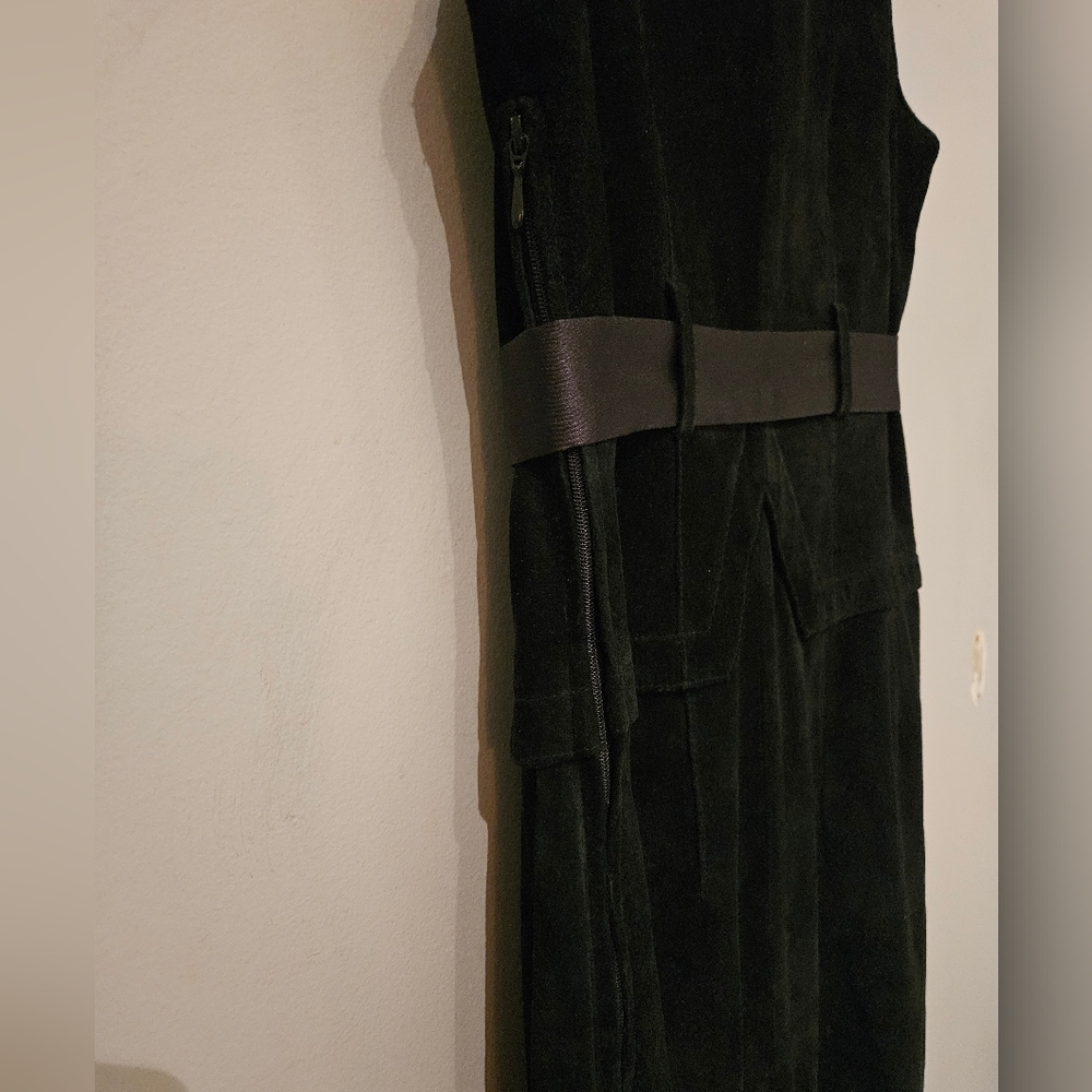 DANIER Black Suede Dress Zipper Bodice VINTAGE - Picture 5 of 9